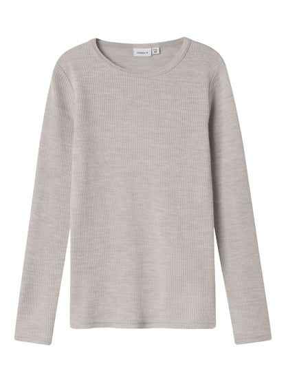 Topp Merinoull Wax K Ribbad Enfärgad Grå Beige