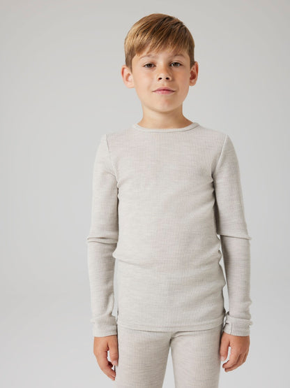 Topp Merinoull Wax K Ribbad Enfärgad Grå Beige