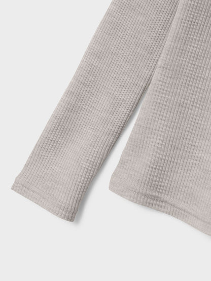 Topp Merinoull Wax K Ribbad Enfärgad Grå Beige