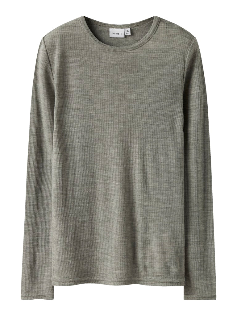 Topp Merinoull Wax K Ribbad Enfärgad Grön