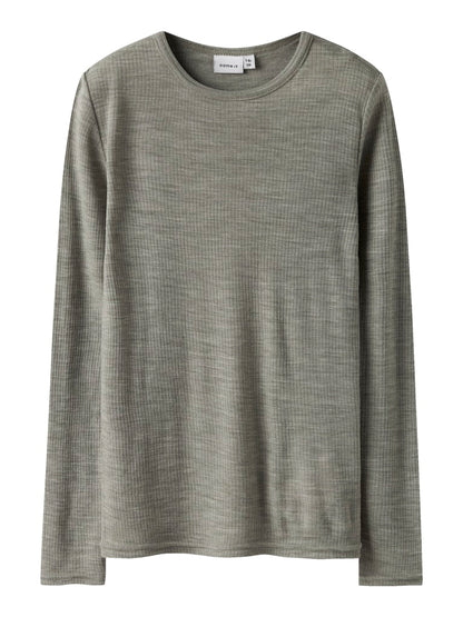 Topp Merinoull Wax K Ribbad Enfärgad Grön