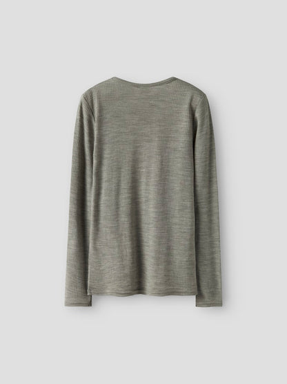 Topp Merinoull Wax K Ribbad Enfärgad Grön