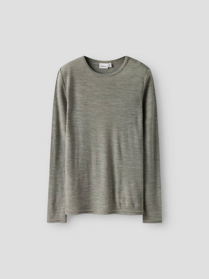 Topp Merinoull Wax K Ribbad Enfärgad Grön