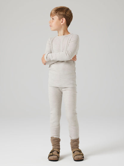 Leggings Merinoull Wax K Ribbad Enfärgad Grå Beige