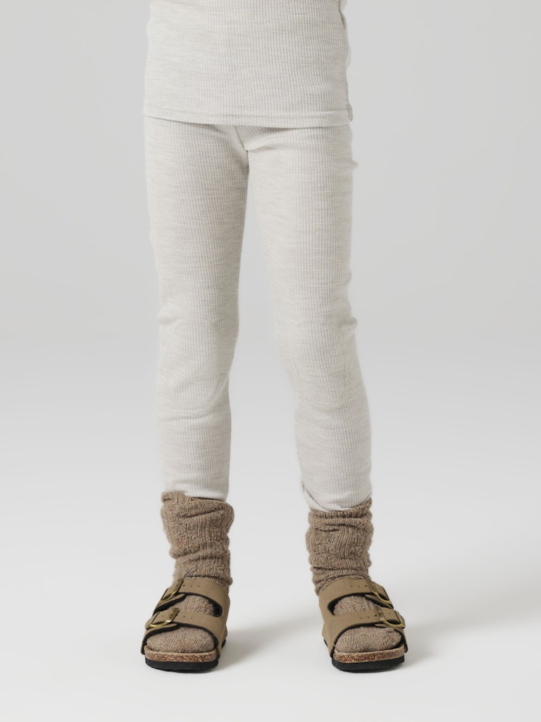 Leggings Merinoull Wax K Ribbad Enfärgad Grå Beige
