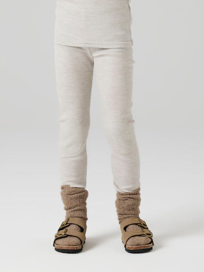 Leggings Merinoull Wax K Ribbad Enfärgad Grå Beige