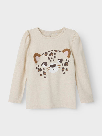 Långärmad Topp Odinna Leopard Beige