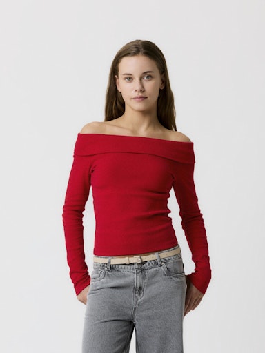 Off-Shoulder Topp Rova Enfärgad Röd