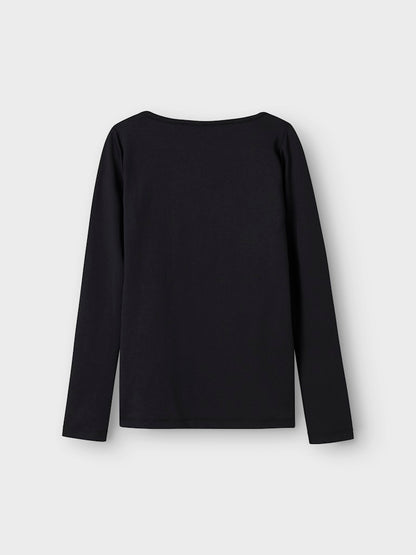 Topp Långärmad Kristel Enfärgad Svart