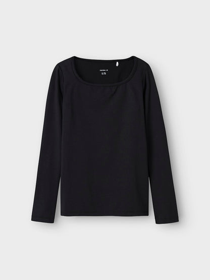 Topp Långärmad Kristel Enfärgad Svart