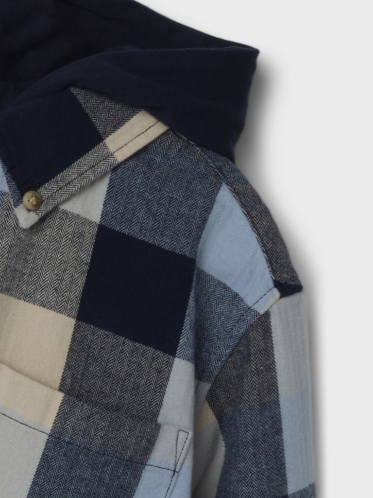 Overshirt Larry Flanell Huva Rutig Blå