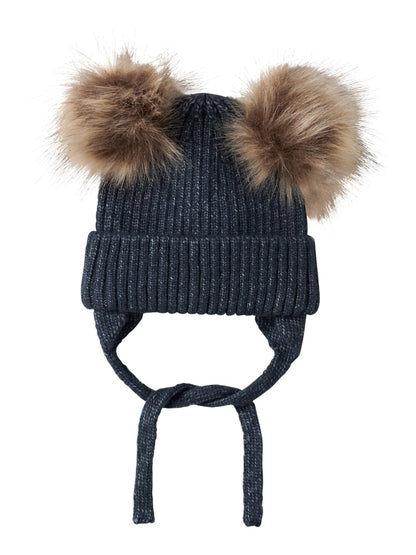Mössa Mora Stickad Tofsar Blå