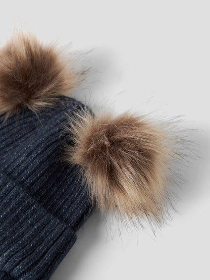 Mössa Mora Stickad Tofsar Blå