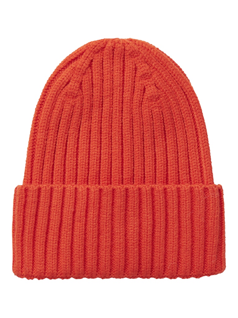 Mössa Ribbstickad Mab Enfärgad Orange Röd