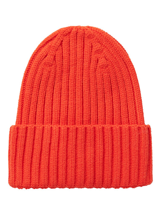 Mössa Ribbstickad Mab Enfärgad Orange Röd