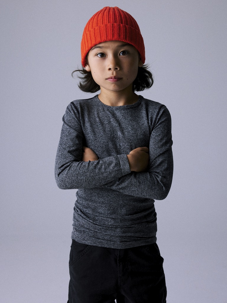 Mössa Ribbstickad Mab Enfärgad Orange Röd