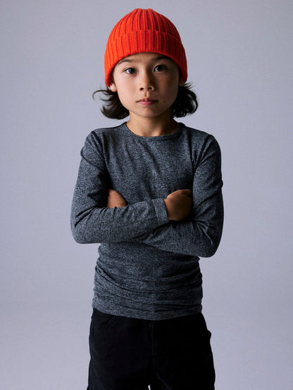 Mössa Ribbstickad Mab Enfärgad Orange Röd