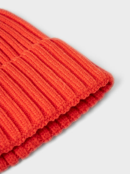 Mössa Ribbstickad Mab Enfärgad Orange Röd