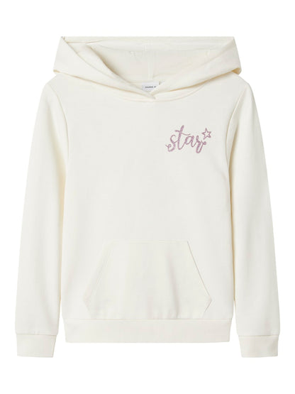 Hoodie Nica Enfärgad Backprint Vit