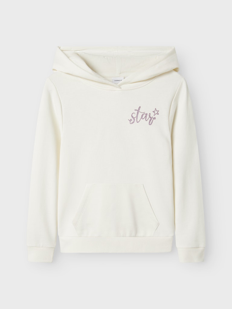 Hoodie Nica Enfärgad Backprint Vit