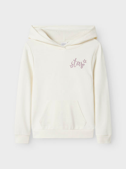 Hoodie Nica Enfärgad Backprint Vit