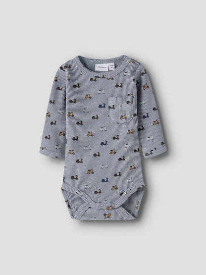 Långärmad Body Nooter Vespor Våfflad Blå