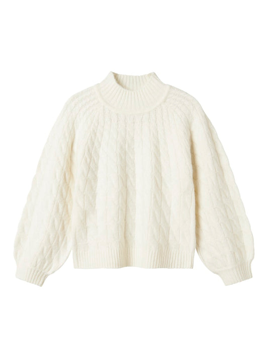 Stickad Tröja Nadalie Flätstickad Vit