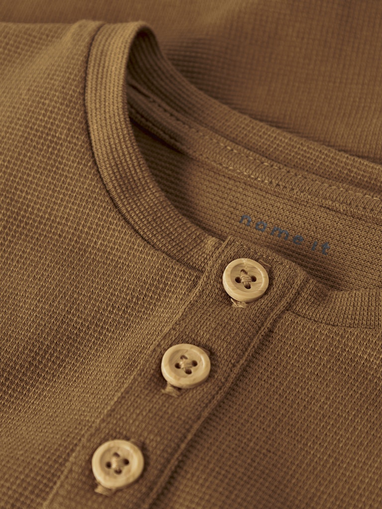 Långärmad T-shirt Note Struktur Enfärgad Brun