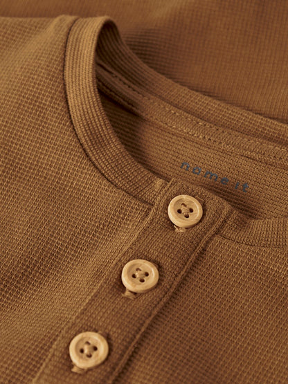 Långärmad T-shirt Note Struktur Enfärgad Brun