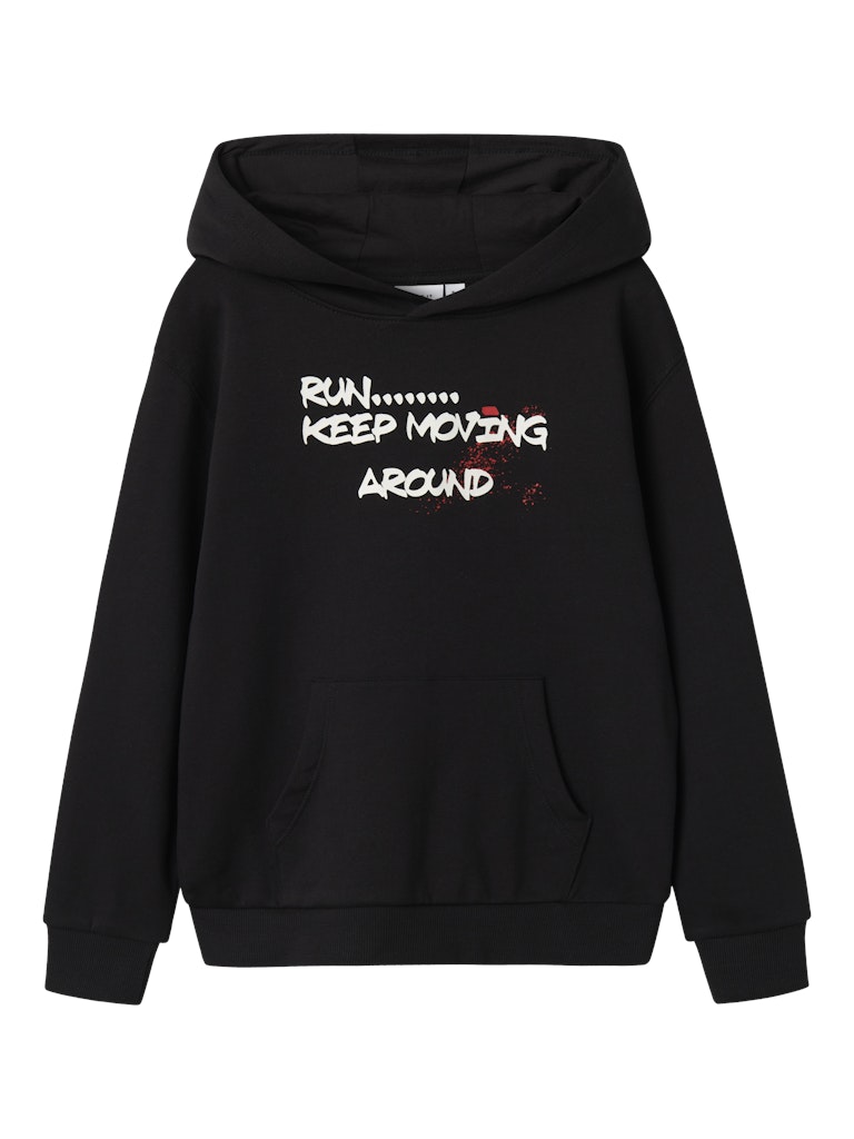 Hoodie Notus Enfärgad Tryck Svart