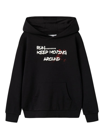 Hoodie Notus Enfärgad Tryck Svart