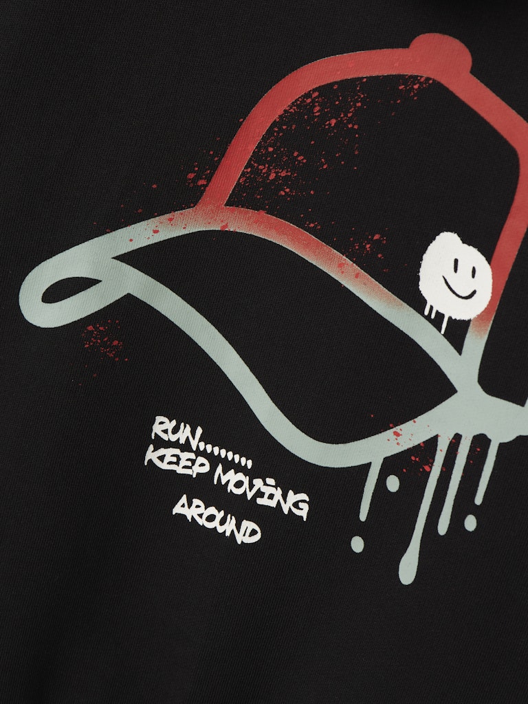 Hoodie Notus Enfärgad Tryck Svart