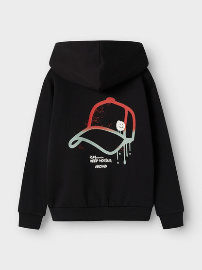 Hoodie Notus Enfärgad Tryck Svart