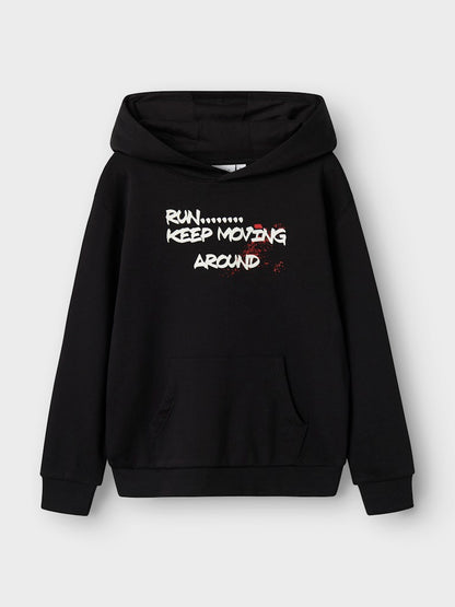 Hoodie Notus Enfärgad Tryck Svart