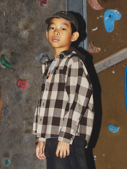 Overshirt Olaf Flanell Huva Rutig Brun