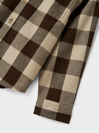 Overshirt Olaf Flanell Huva Rutig Brun