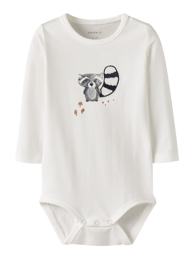 Body Långärmad Tvättbjörn Olen Vit