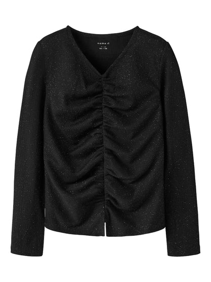 Långärmad Topp Glitter Odny Enfärgad Svart