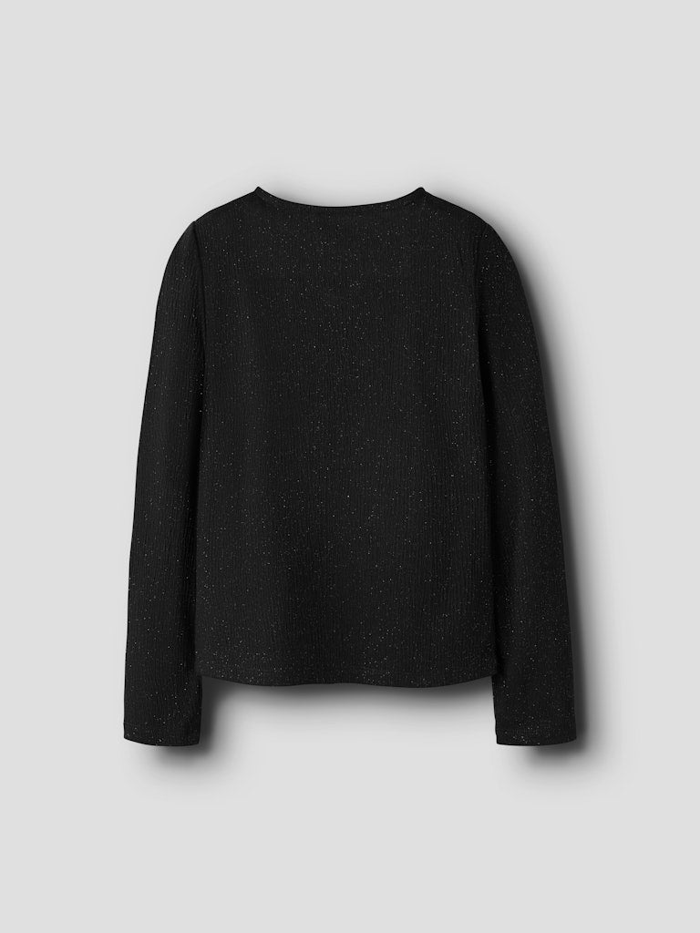 Långärmad Topp Glitter Odny Enfärgad Svart