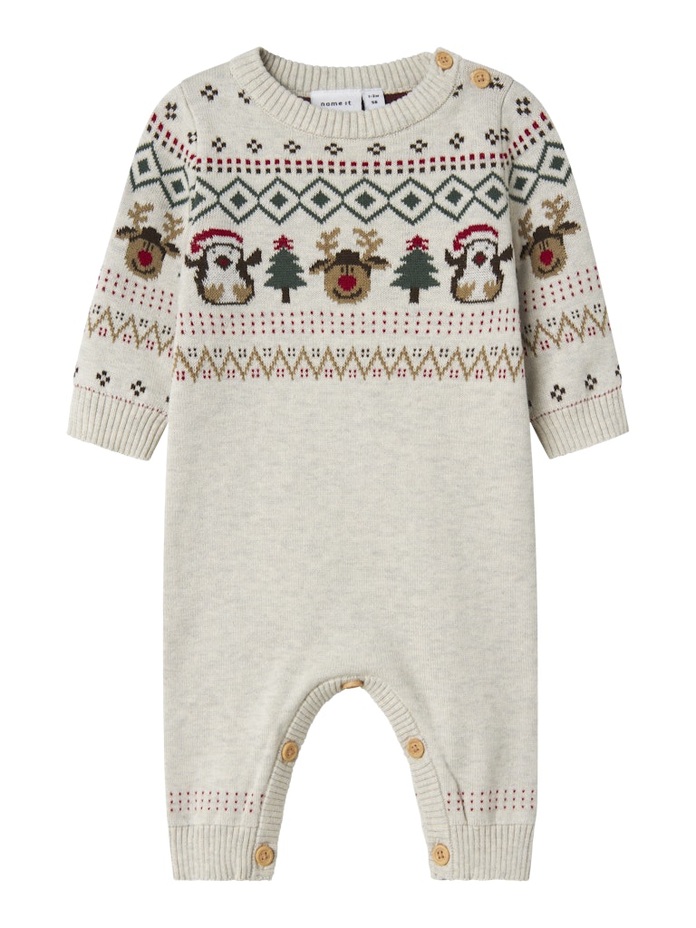 Overall Julmotiv Stickad Ekologisk Bomull Ralko Beige