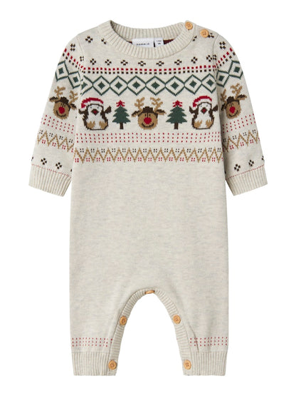 Overall Julmotiv Stickad Ekologisk Bomull Ralko Beige