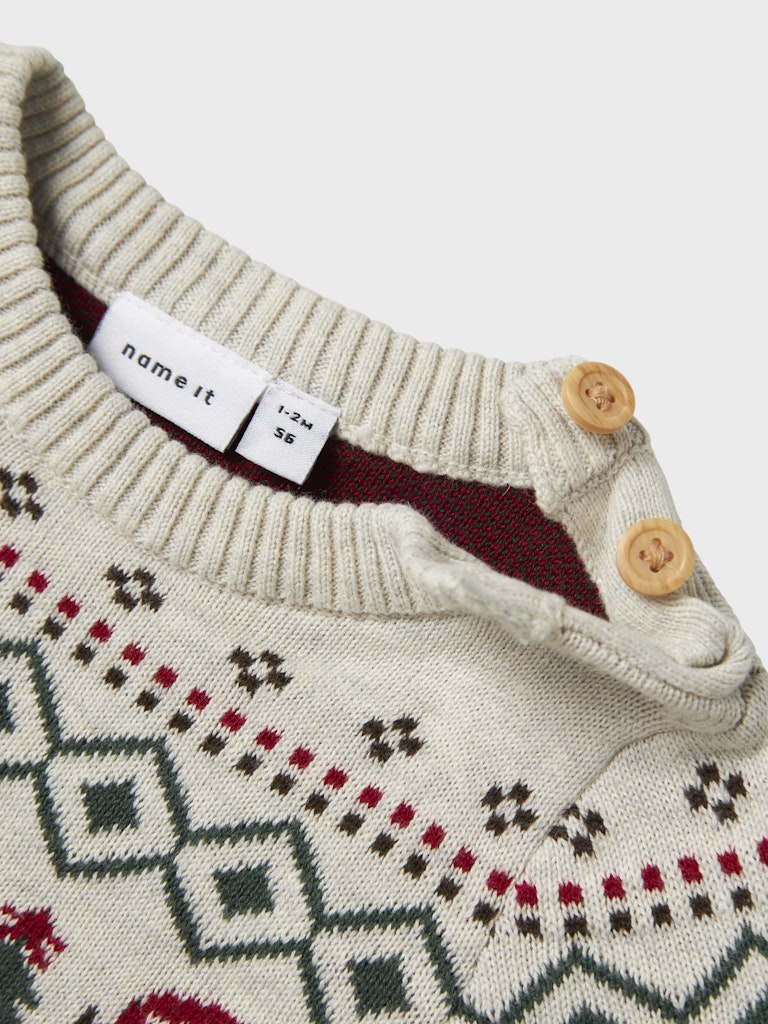 Overall Julmotiv Stickad Ekologisk Bomull Ralko Beige
