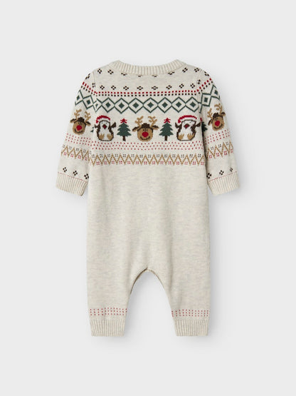 Overall Julmotiv Stickad Ekologisk Bomull Ralko Beige