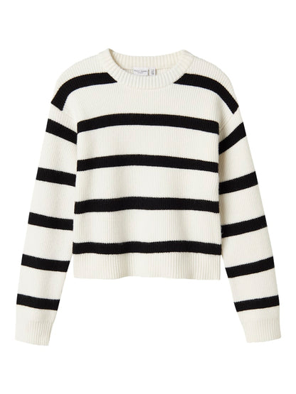 Stickad Tröja Vnilla Randig Vit/Svart