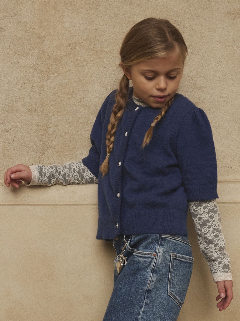 Stickad Kofta Nabeth 2/4 Blå