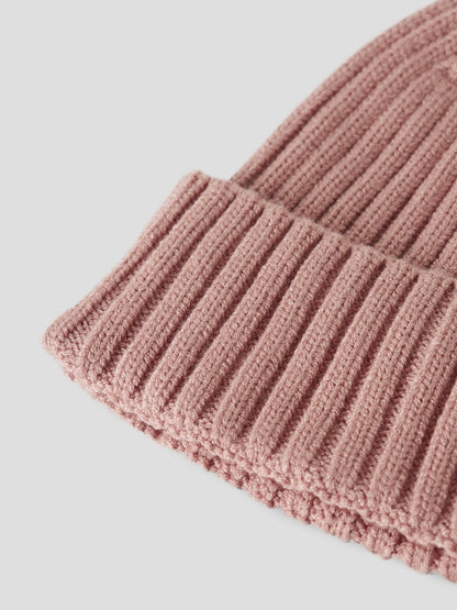 Mössa Ribbstickad Mab Enfärgad Rosa