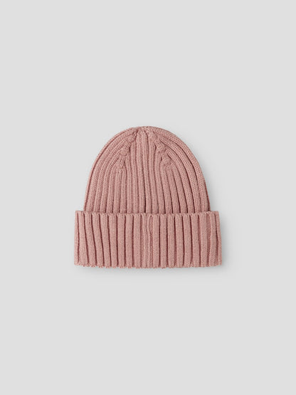 Mössa Ribbstickad Mab Enfärgad Rosa