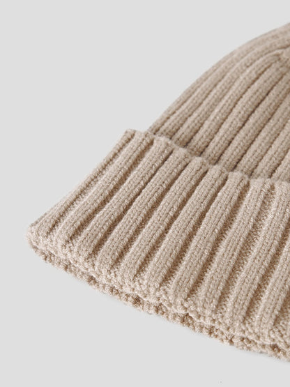 Mössa Ribbstickad Mab Enfärgad Beige