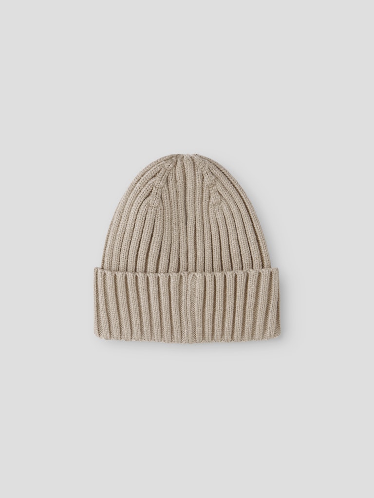 Mössa Ribbstickad Mab Enfärgad Beige