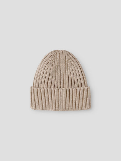 Mössa Ribbstickad Mab Enfärgad Beige